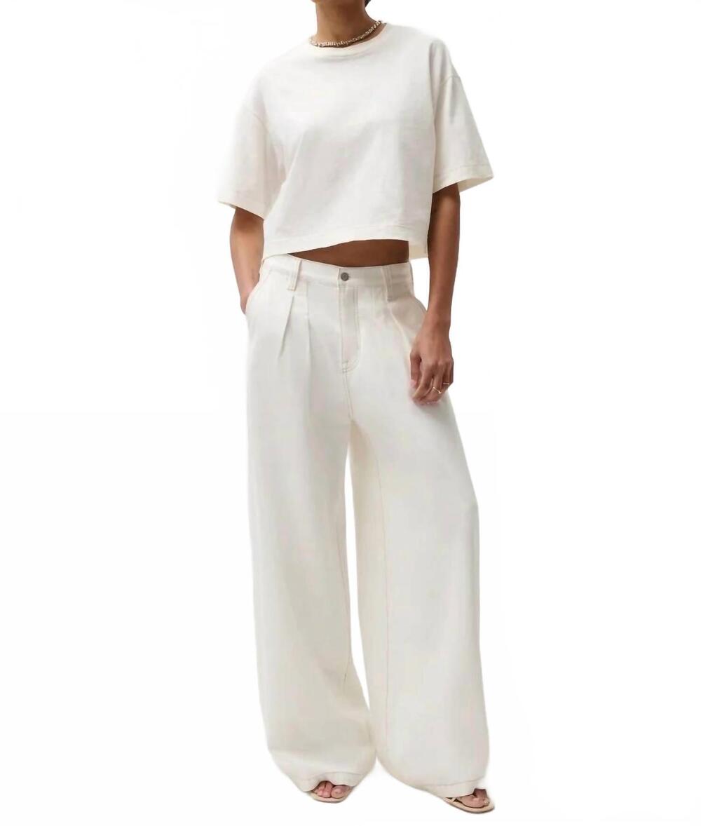 NEW PISTOLA delphine pleated wide leg pants in off white